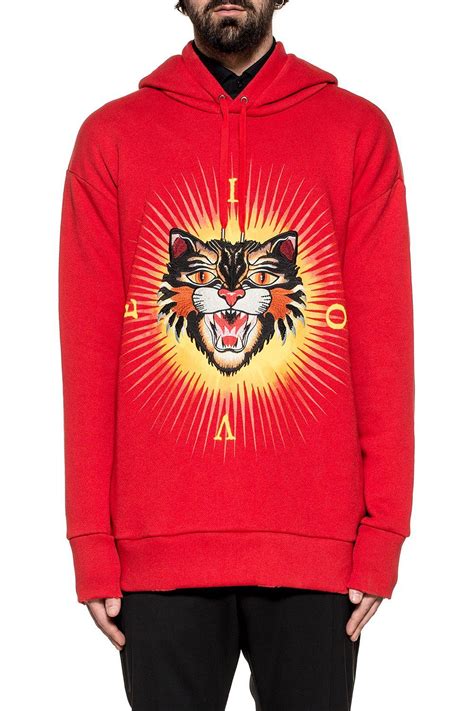gucci angry cat hoodie red